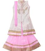 Baby-pink embroidered net stitched lehenga