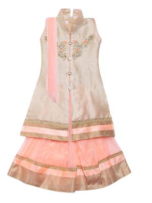 Light-peach embroidered net stitched lehenga 1