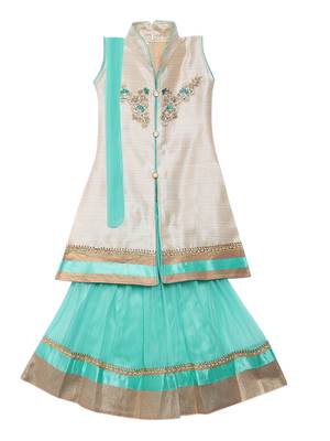 Light-sea-green embroidered net stitched lehenga 1