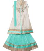 Light-sea-green embroidered net stitched lehenga