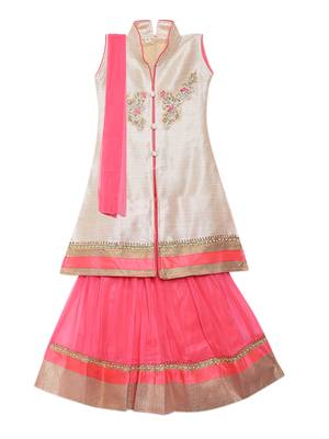 Baby pink embroidered net stitched lehenga 1