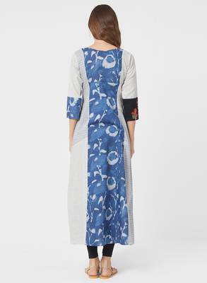 Blue printed cotton kurti 2