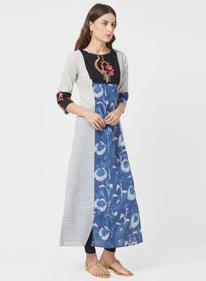 Blue printed cotton kurti 3