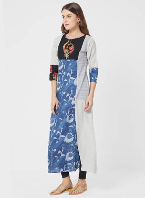Blue printed cotton kurti 4