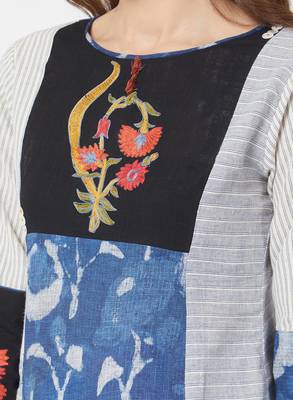 Blue printed cotton kurti 5