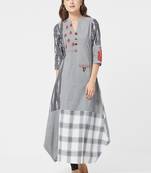 Grey printed cotton kurti