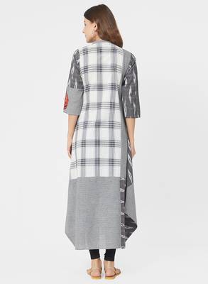 Grey printed cotton kurti 2