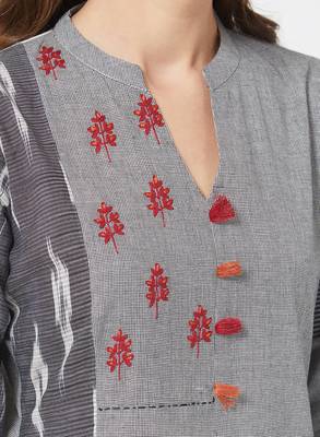 Grey printed cotton kurti 5