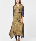 Green printed silk kurti