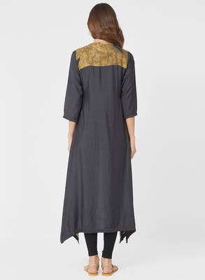 Green printed silk kurti 2