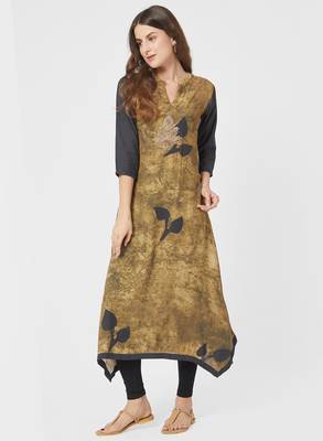 Green printed silk kurti 3