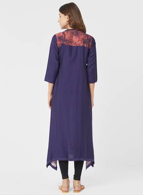 Purple printed silk kurti 2