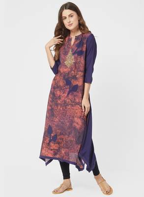 Purple printed silk kurti 3