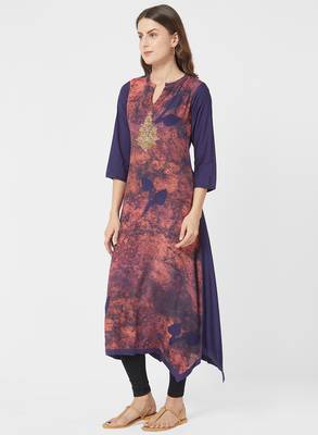 Purple printed silk kurti 4