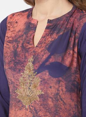 Purple printed silk kurti 5