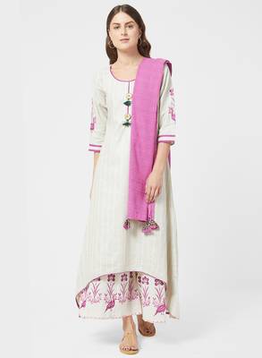 Pink printed jute salwar with dupatta 1