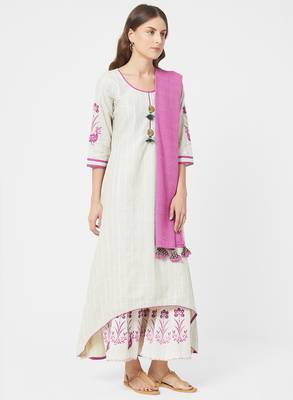 Pink printed jute salwar with dupatta 3