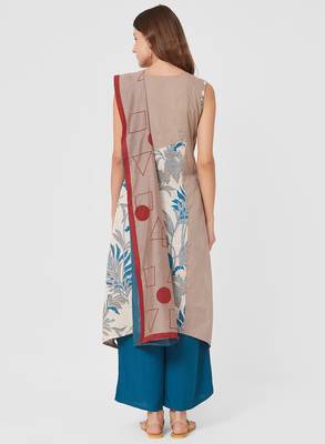 Grey printed cotton salwar with dupatta 2
