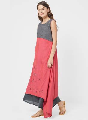 Pink embroidered silk salwar with dupatta 4