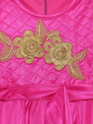 Pink embroidered polyester kids-girl-gowns 3