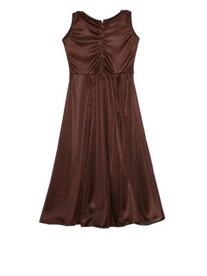 Brown embroidered polyester kids-girl-gowns 2