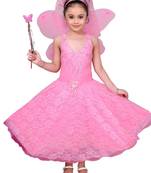 Pink woven net kids-girl-gowns
