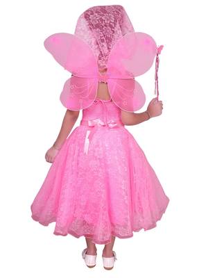 Pink woven net kids-girl-gowns 2