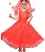 Red woven net kids-girl-gowns