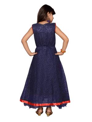 Red plain net kids-girl-gowns 3