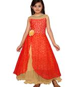 Red plain net kids-girl-gowns