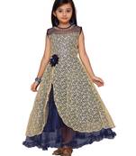 Fawn plain net kids-girl-gowns
