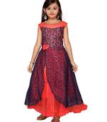 Blue plain net kids-girl-gowns