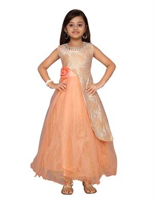 Orange woven net kids-girl-gowns 1