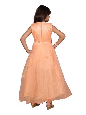 Orange woven net kids-girl-gowns 3
