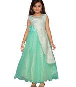Green woven net kids-girl-gowns