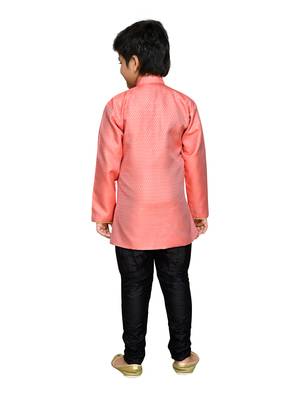 Pink woven satin boys-sherwani 3