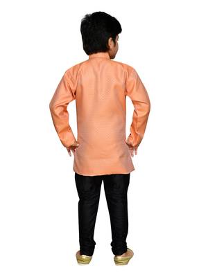 Orange woven satin boys-sherwani 3