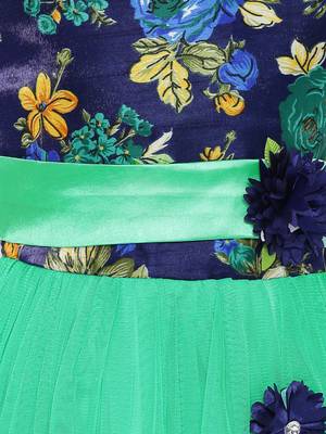 Green printed net kids-girl-gowns 3
