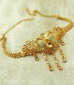 Lalso Designer Golden Mint Meenakari Peacock Kundan Adjustable Bajuband Armlet Jewelry - LMBB01_LCT