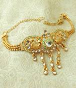Lalso Designer White Mint Meenakari Peacock Kundan Adjustable Bajuband Armlet Jewelry - LMBB02_WT