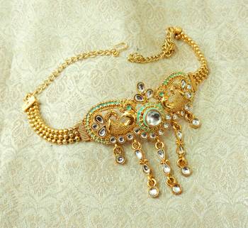 Lalso Designer White Mint Meenakari Peacock Kundan Adjustable Bajuband Armlet Jewelry - LMBB02_WT 2