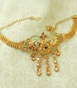 Lalso Designer Golden Mint Meenakari Peacock Kundan Adjustable Bajuband Armlet Jewelry - LMBB05_LCT