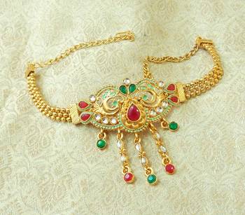 Lalso Designer Multicolor Mint Meenakari Peacock Kundan Adjustable Bajuband Armlet Jewelry - LMBB05_MG 1