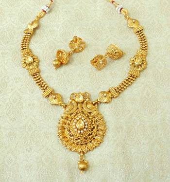 Lalso Beautiful  Golden LCT Kundan Gold Plated Brass Ball Chain Short Necklace Sets - LBCN05 1