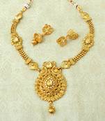 Lalso Beautiful  Golden LCT Kundan Gold Plated Brass Ball Chain Short Necklace Sets - LBCN05