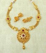 Lalso Beautiful  Kempu Gold Plated Brass Ball Chain Short Necklace Sets - LBCN09