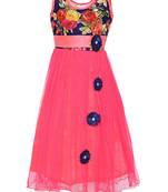 Pink printed net kids-girl-gowns
