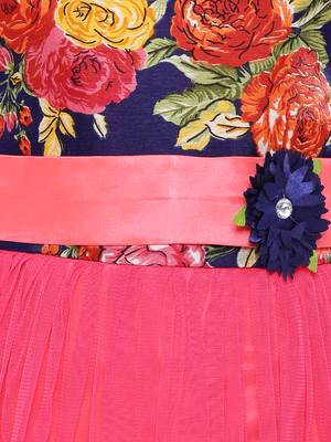 Pink printed net kids-girl-gowns
 3