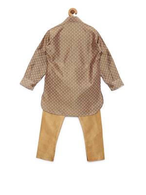 Fawn woven cotton poly boys-kurta-pyjama 2