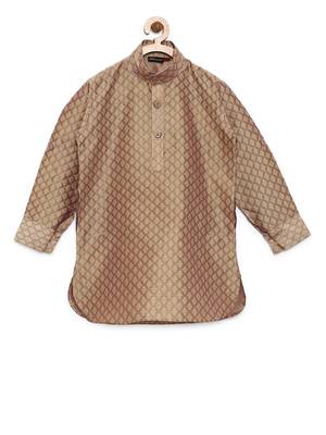 Fawn woven cotton poly boys-kurta-pyjama 3